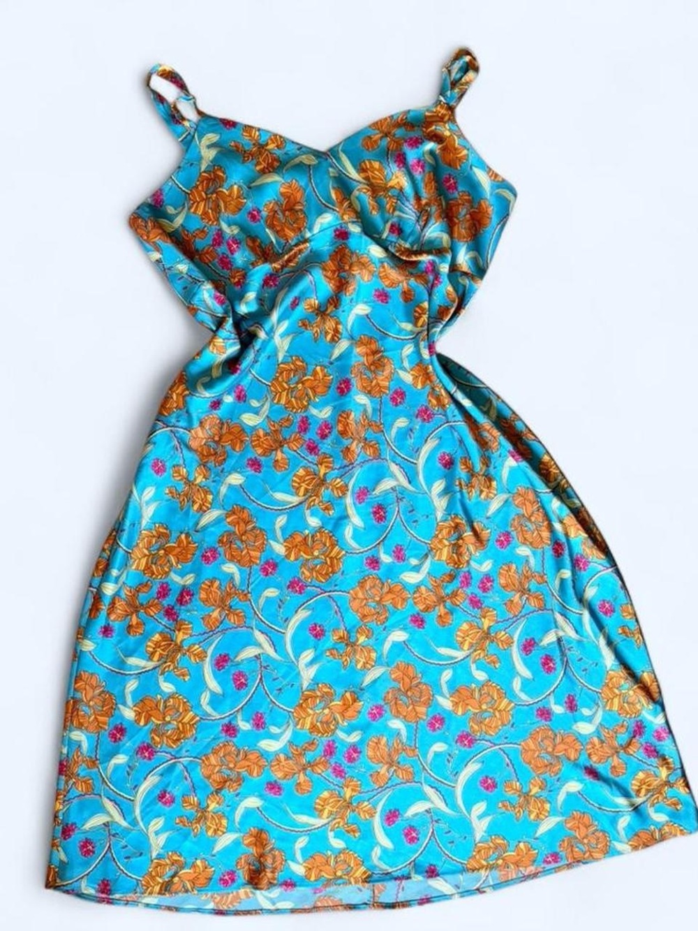 sofia by sofia vergara Blue Floral Satin Maxi Dress